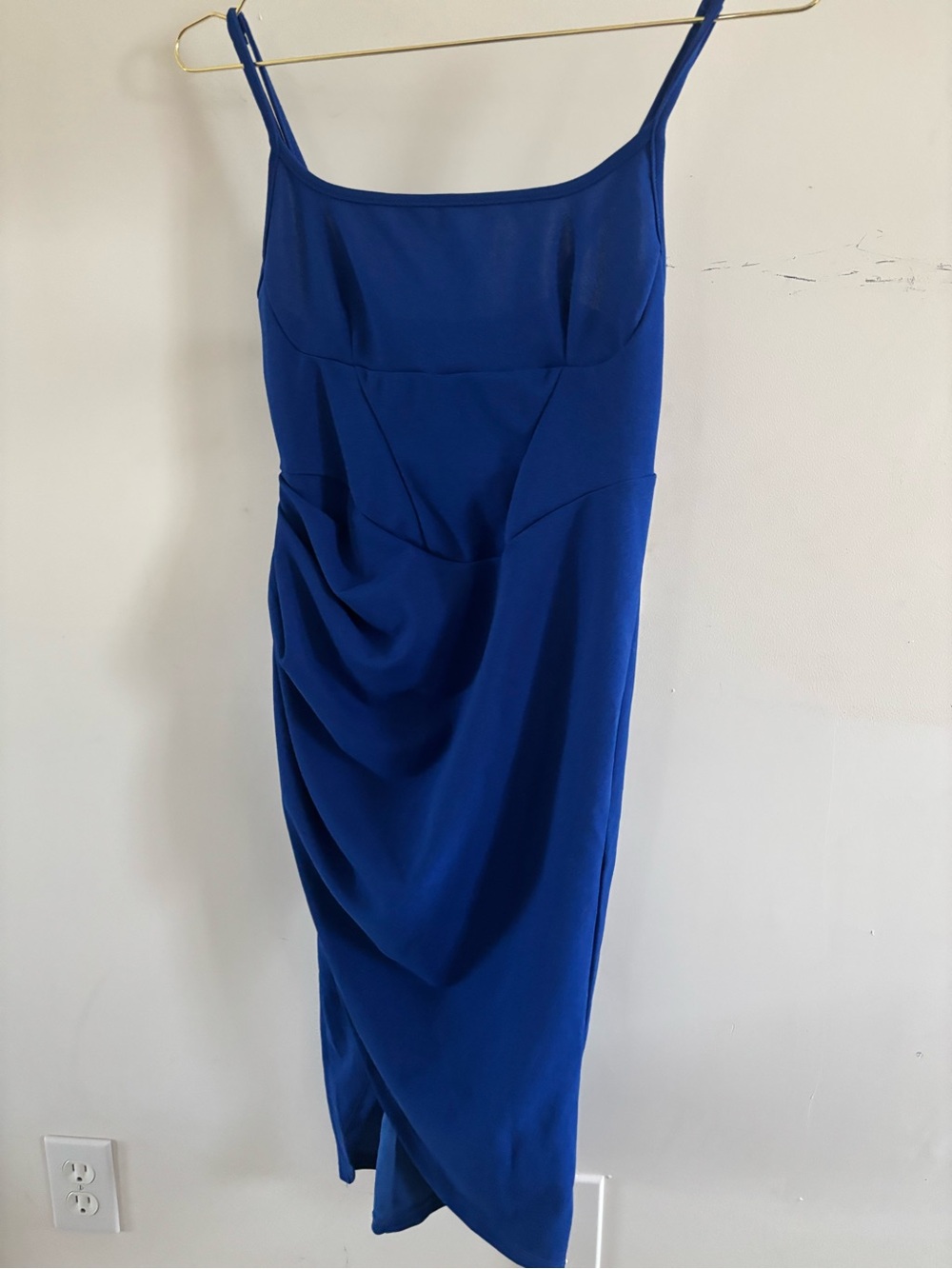 Elegant Royal Blue Draped Slip Dress